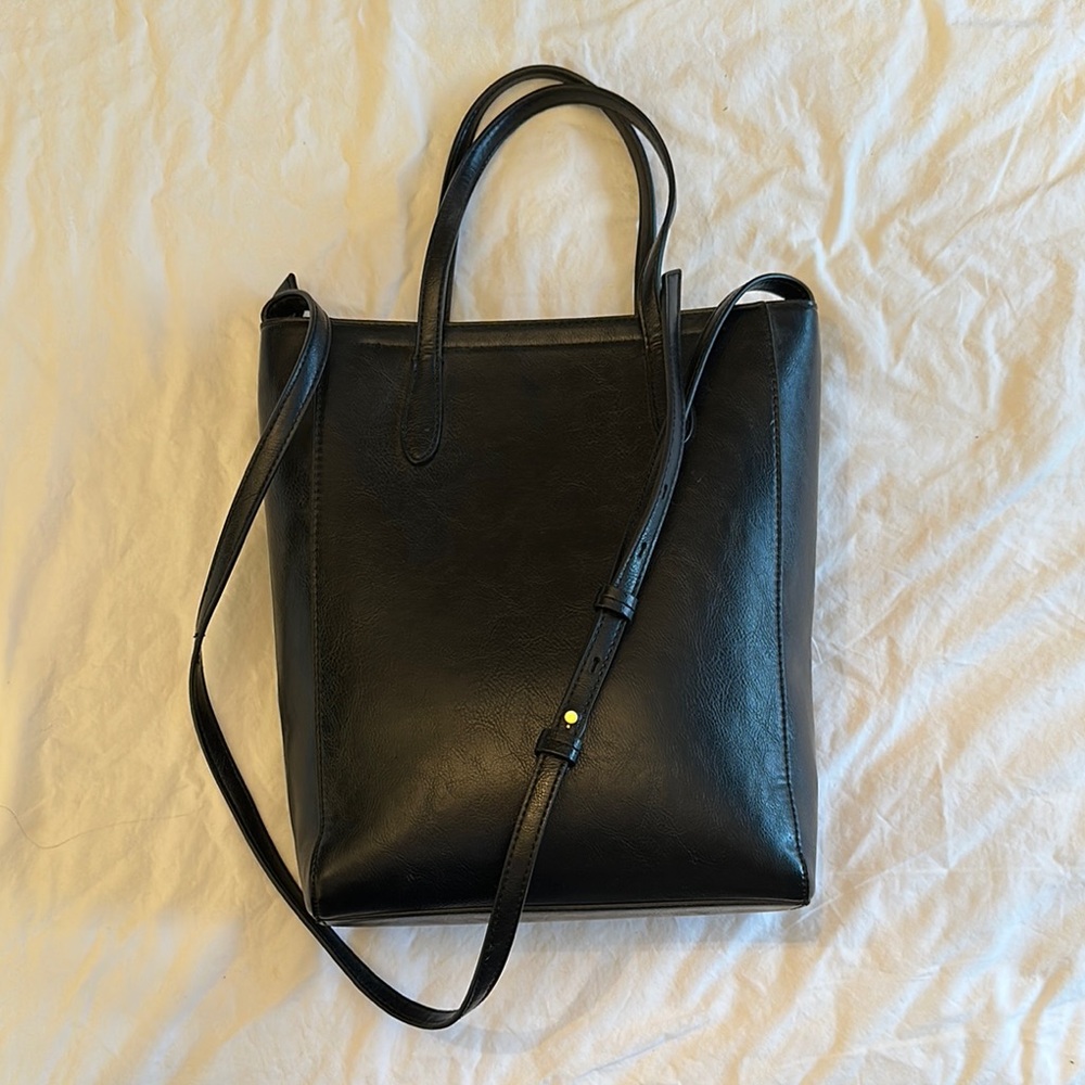 Elegant Black Leather Tote Bag